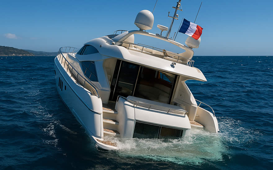 Havarierte Motoryacht