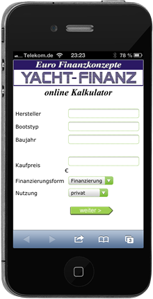 Finanzrechner Leasingrechner fuer Boote und Yachten fuer iPhone und iPad
