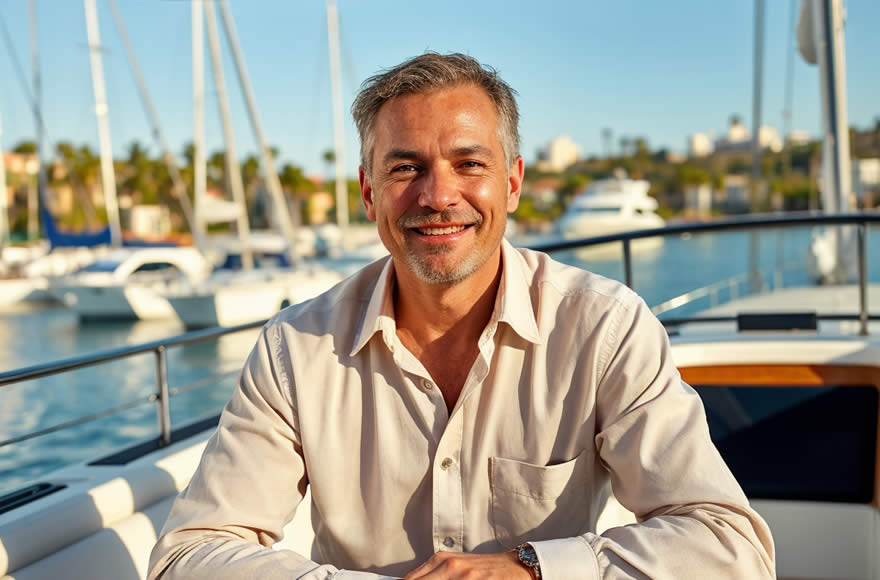 Mann im Cockpit einer Segelyacht